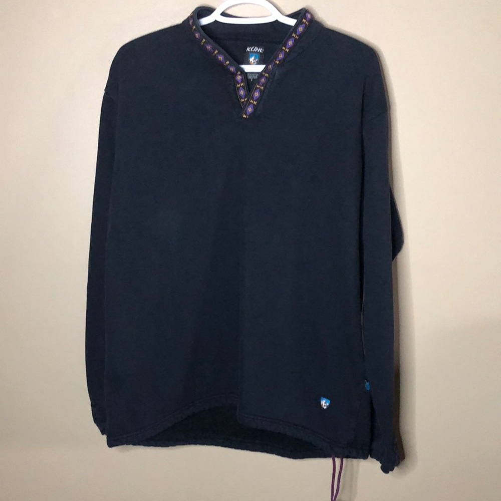 Kuhl oversized Aztec embroidered drawstring sweatshirt